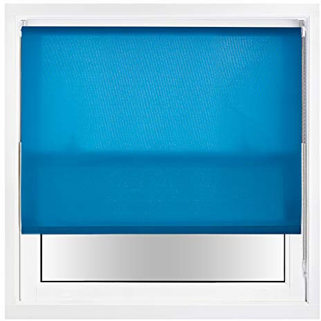 FURNISHED Tageslichtrollos mit Metallbeschlägen, zuschneidbar - Blaugrün, 60W x 210H cm