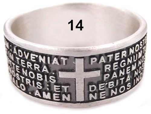 Anillo de hombre de plata 925 ‰ con el Padre Nuestro en latín para mujer o unisex