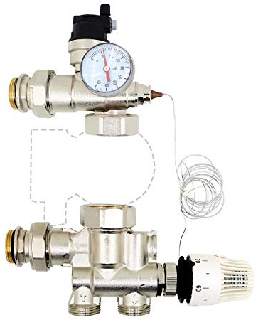 kit grupo bombeo calefacción de valvula alivio presion seguridad cabeza termostatica termometro recirculacion agua caliente - para bomba recirculacion calefaccion colector suelo radiante