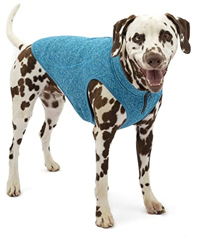 Core Hundepullover, Ganzjahrespullover für Hunde, Hundefleeceweste, Strickfleecejacke für Haustiere, Fleecefutter, Leicht, Reißverschlussöffnung für Geschirr, Verstellbarer Kragen, Heather Blue, XL