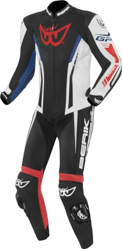 Berik Monza Combinaison moto une pièce en cuir, schwarz/weiß/rot/blau, 56