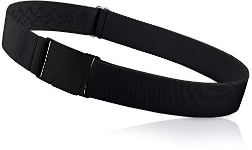 ONE-BELT No Show Invisible Elastic Belts for Women & Men 1.5 adjustable Non Slip Fits waist upto 50 Inch. Designed in USA. (Matte Black - Black)