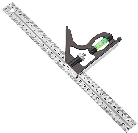 Regla Inoxidable,Cuadrado de Combinación con Nivel de Burbuja,Localizador de Líneas de Madera de Regla,Herramientas de Medición de Regla,para Bricolaje/Carpintería/Decoración
