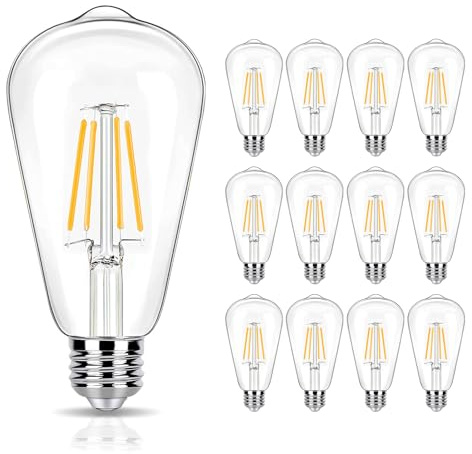 winsaLED LED Light Bulbs 40 Watt Equivalent, 2700K Soft Warm Light Bulbs, 4W LED ST19 Edison Bulbs, 450LM, E26 Medium Base, High CRI 90+, Not Dimmable, Pack of 12
