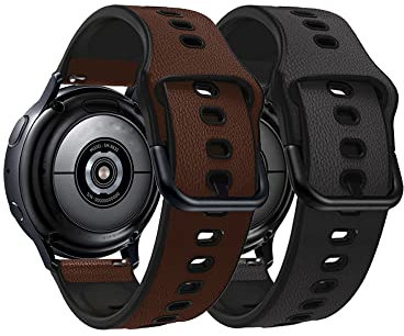XINBOOBA Pelle & Silicone Cinturino Orologio Ibrido 20mm 22mm Compatibile con Samsung Galaxy Watch, Huawei Watch, Fossil Smart Watch,per Donne e Uomini,2Pack