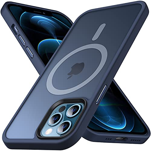 Anqrp Matt Kada Serie für iPhone 12 Pro Max Hülle dünn [Kompatibel mit MagSafe] Magnetisch Transluzente Schutzhülle Stoßfest Kratzfest Handyhülle für iPhone 12 Pro Max Case, Dunkelblau