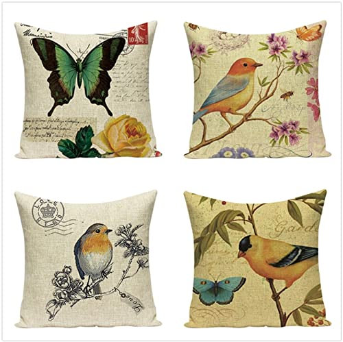 Kissenbezug 30x30cm 4er SetBoho Wohnzimmer Outdoor Deko, Schlafzimmer Zimmer Dekor Kissenhülle Kissenbezüge mit Verstecktem Reißverschluss, Couchkissen, Sofakissen Weinachten Schmetterlingsvogel