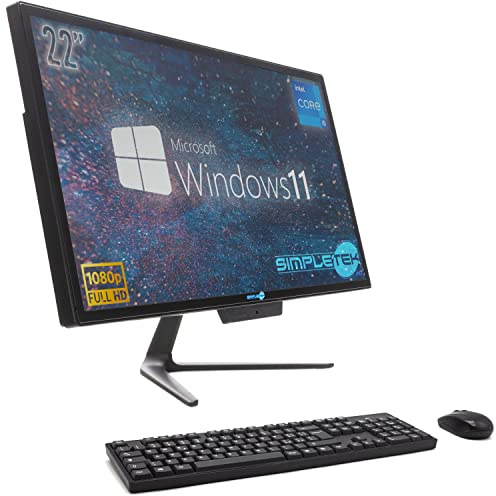 SIMPLETEK PC All in One Core i5 Fino 3.20GHz 16GB SSD 240GB | 22 Full HD Windows 11 Pro | Webcam integrata VGA HDMI WiFi5 Computer Aio Fisso Casa Lavoro