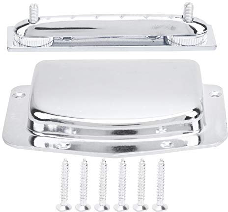 Natudeco Saitenhalter-Gitarrenbrücke, verstellbar, Feste Brücke, langlebiges Metall, für E-Gitarre, mit Schutzhülle, Gitarren-Abdeckplatten-Set, Ersatz(Silber)