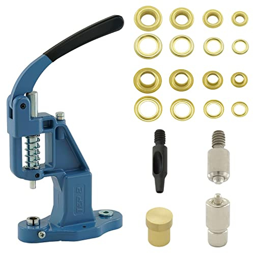 Getmore Crafts Ösenpresse Set mit Hebelpresse, Ösenwerkzeug und 50 Stück Ösen 3 mm, Gold, Messing | Handpresse | rostfreie Metallösen | DIY | für Stoff, Schuhe, Planen, Kleidung..