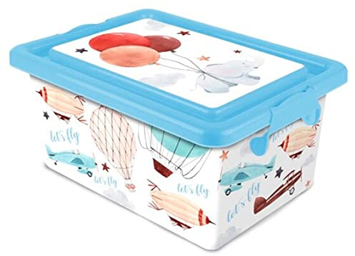 Acan Tradineur – Caja de almacenamiento – Diseño Lets Fly – Capacidad de 7,5 Litros – Fabricado en España - Contenedor para almacenar juguetes, libros, ropa, mantas
