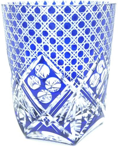 (Masterpiece) Illusion Octagonal Basket Kiriko Glass, Rock Glass, Whiskey Glass, Paulownia Box, Promitsu Kiriko Workshop, Made in Japan, Independent Kiriko Artist Mitsuyumi Saito