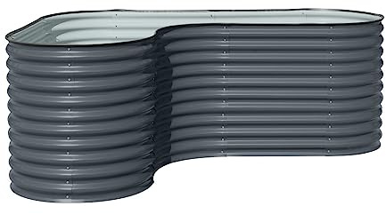 WESTMANN Metallhochbeet | Kräuterbeet für Garten & Terrasse | 240x160x82 cm Grau L-Form | Hochbeet & Frühbeet zum Bepflanzen von Gemüse | Pflanzkasten aus Metall