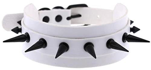 SHANHE Vintage Punk Gothic Harajuku Cosplay Schwarz PU Leder Choker Halskette Für Frauen Männer Niet Aussage Halsketten Schmuck-weiß