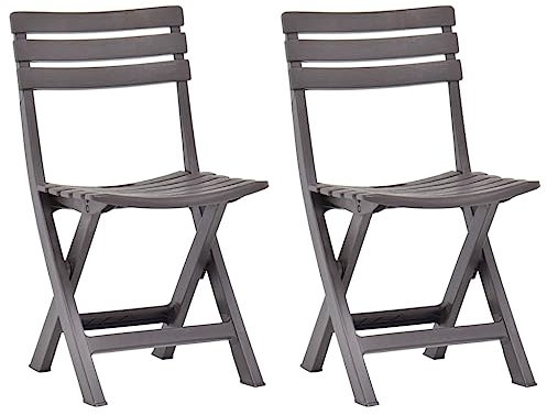 puraday Klappbare Gartenstühle 2 STK. Kunststoff Mokka 44x41x78 cm Plastik Gartenstuhl Campingstuhl Klappbar Gartensessel Klappsessel Terrassenstühle Balkonstuhl für Terrasse Garten
