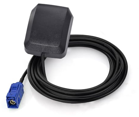 Superbat Aktive GPS Antenne 1575,42MHz FAKRA-C-Buchse, 3m RG174-Kabel | Fahrzeug-Tracking-Antenne, wasserdicht, mit 28dB LNA und FAKRA-Schnappanschluss | Für Navi, Telematik, Tracker und DVR