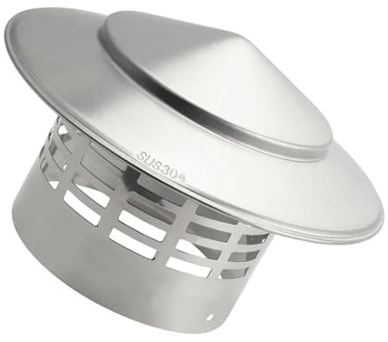 Schornsteinkappe, Edelstahlabdeckung, winddicht, Dachabgasrohr-Schutzkappe, Rauchhaube mit Vogelschutz (110 mm)