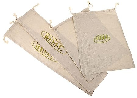 LIFKOME 4 Pièces Pochette à Pain Réutilisable avec Cordon De Serrage Sacs De Cuisson Antiadhésifs pour Pain Grillé Pratiques