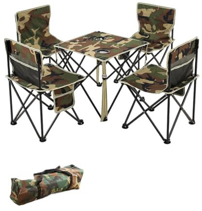 SAMEZA Klappstühle und Tischset, Stofftisch, Camping, Campingstuhl, Tisch, Outdoor, Gartenmöbel-Sets, Set, Campingtisch, Stuhl, Camouflage