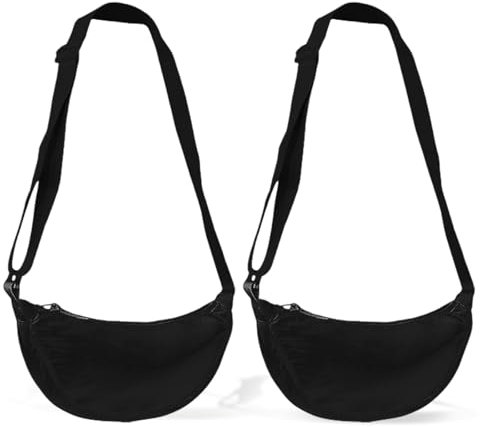 EUPSIIU 2 Stück Damen Halbmond Crossbody Schultertasche, Umhängetasche Damen Handtasche, Crossbody Bag Damen, Tragbare Shoulder Bag Umhängetasche mit Verstellbarer Schultergur (Schwarz)