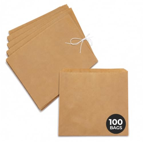 ezkart 100 Stück – vielseitige braune Papiertüten in verschiedenen Größen für Lebensmittel, Gemüse, Brot und Obst, ideal als Sandwich, Kuchen, Papier-Lebensmittelbeutel, Pick- und Mixbeutel