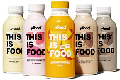 yfood pacchetto di prova, pasto pronto da bere, THIS IS FOOD drink, 34 g di proteine, 26 vitamine e minerali, 5 gusti (5 x 500 ml)
