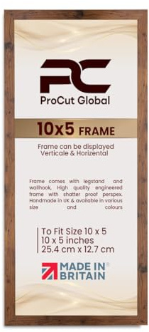 Procut Global Modern Rustic Oak Picture Frame For Photos - 10x5 | Engineered Wood With Clear Perspex Front For Wall Art & Tabletop Display - Ideal For Posters, Prints, Documents & Home Decor