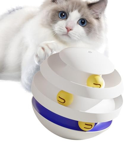 Generisch Katzenkugelbahn - 3 Schichten bewegliches Katzenspielzeug,Kreatives selbstspielendes Katzenspielzeug, langlebiges Katzenstimulationsspielzeug für Kätzchen, Spielzeit, Training