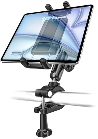Kolasels Fahrrad Tablet Halterung für Indoor Fahrrad/Kinderwagen/Motorrad, Boot, Mikrofonständer, Fitnessstudio, Kompatibel mit iPad Pro/Air/Mini, iPhone 16 Pro Max, Galaxy und 4,7-13-Tablets