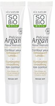 LEA NATURE SO BIO étic| Contorno de ojos desarrugando luz – Precioso argán para pieles maduras | liso e iluminado | Aceite de argán| colágeno vegetal | 99% de origen natural | Made in France| Lote de