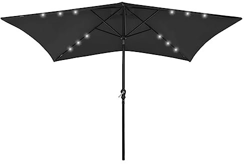 LLEZKBR Furniture Select Gartenschirm mit LEDs und Stahlstange schwarz 2x3m