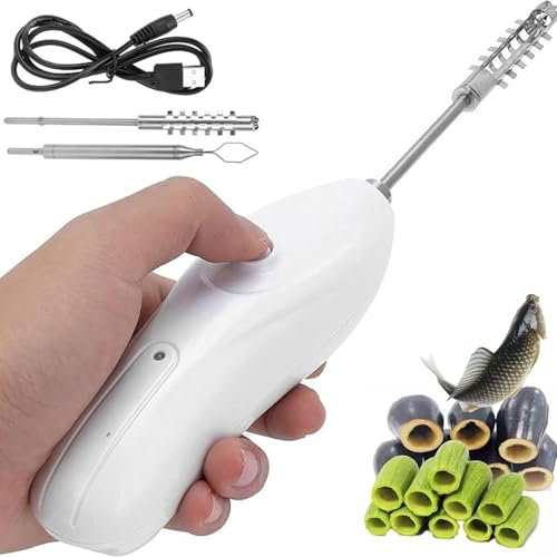 Automatic Zucchin Peeler Corer, Portable Fruit Vegetable Corer Remover with 2 Cutter Heads, Stainless Steel Handheld Fruit Fish Scale Scraper Seafood Descaler, Fruit Digging Corer