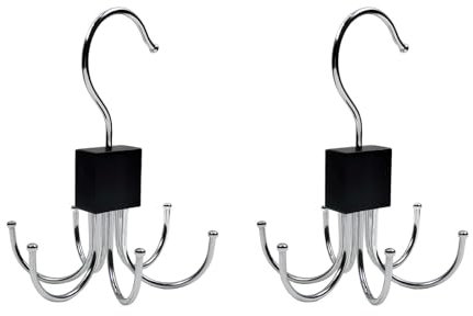 Yuannee Belt Hangers,2 PCS Hanger 360° Rotatable Tie Hanger Coat Hanger Storage Bra Hanger Scarf Hanger Multifunctional Coat Hanger Hooks for Socks Belt Gloves 6 Hooks