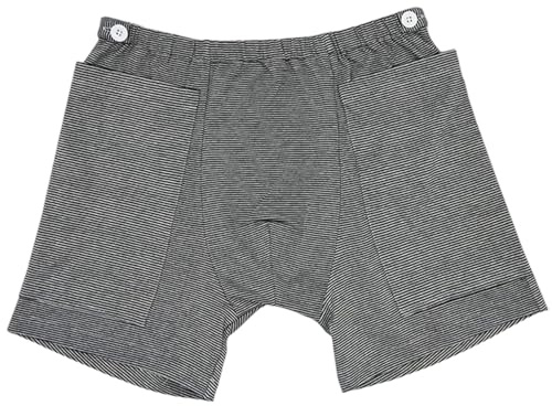 Katheterunterwäsche für Männer mit elastischen dunkelgrauen Katheterhosen mit 2 Taschen- und Knopffixer Polyester -Inkontinenzhose für ältere Menschen, Bauchoperation, kein Urinbeutel, l