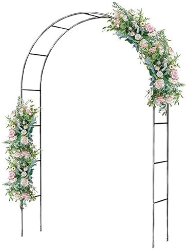 Gartenbogen aus Edelstahl, 2,4 m hoch, Metallspalier für Kletterpflanzen, Terrasse, Dekoration, starker langlebiger Bogen für Hinterhof, Rasen, Hochzeit und Geburtstagsfeiern