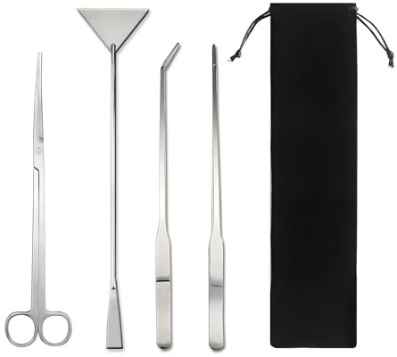 Foyscr 4-in-1 Stainless Steel Aquarium Tool Set - Scissors, Tweezers & Spatula for Aquatic Plants, Fish Tank Maintenance & Aquascaping(Silver)