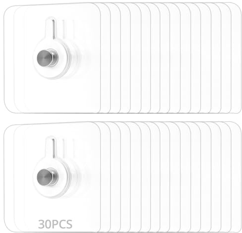 QWORK® 30 Piezas Cuelga Cuadros adhesivo, Altura del Clavo 8 mm - Cuelga Cuadros sin Clavos