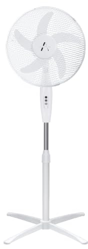 ALINI 16 Ocillating Pedestal Air Cooling Electric Fan, 3-Speed, 5 Fin Blade, Extendable Adjustable Stand, White