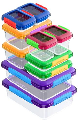 10 Piece Set Food Storage Containers with Lids BPA Free Plastic Container Kitchen Pantry Organization for Meal Prep Lunch Salad Leftover Fruit Snack Stackable Microwave Dishwasher Safe 5/12/29/68 OZ