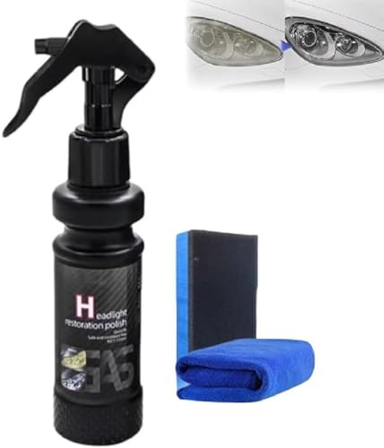 Car Headlight Repair Fluid, Automotive Headlamp Restoration Polish Kit, Headlight Cleaner and Restorer Coating Kit, Car Headlight Restoration Kit for Yellowing Clouding Stains, 120ML (1PC)