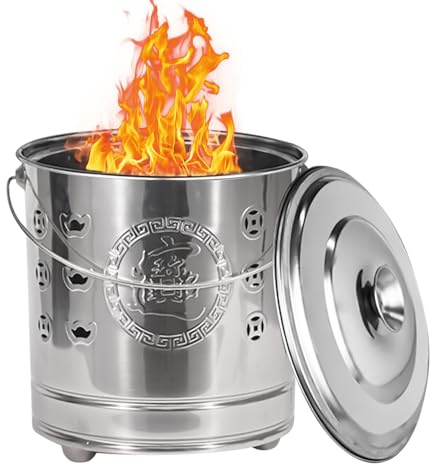 XIAOXIAOYU Cestino di combustione - Fossa del fuoco,Portatile Con Gancio Fuoco E Rivestimento In Acciaio Copertura Gabbia Per Autunno Foglie, Terrazza, Rifiuti Cortile