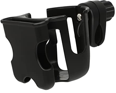 HOMOBABE Soporte para Botellas de Agua y Tazas para Cochecito Accesorio Portavasos para Paseo con Soporte para Teléfono Compatible con Carritos y Patinetes Color Negro