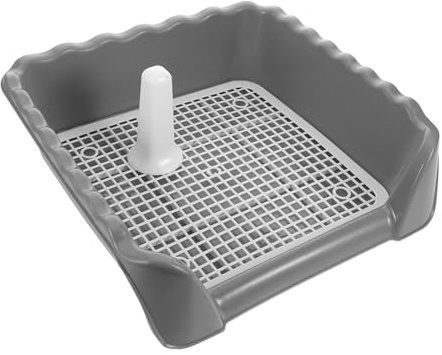 Kichvoe Welpentoilette mit Gitter und Induktiver Säule für Stubenreinheitstraining Abnehmbare Schale für Einfache Reinigung und Kleine Hunde Zufälliger Stil