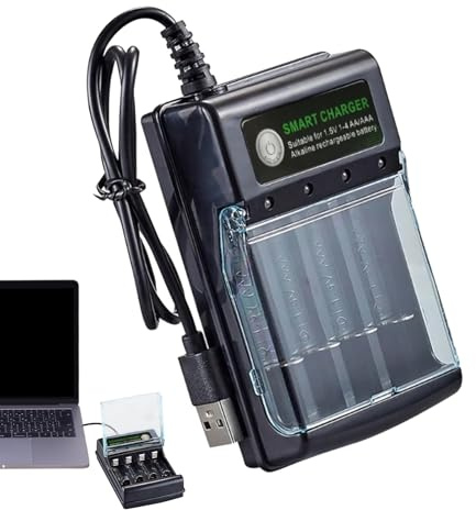 Akku-Ladegerät - Leichte Alkaline Batterieladebox | USB Battle Charger | Intelligentes 1,5V Ladegerät für NIMH Alkaline Batterien | Intelligentes Chargerr Inpend