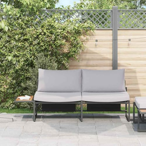 Teenpull Gartensofa mit Kissen Braun, 200.5 x 70 x 85.5 cm, wetterfestes Metall Outdoor Lounge Sofa für Garten und Terrasse