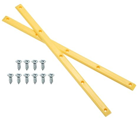 PATIKIL 1 Pair Rib Bones Rails, Stable and Flexible Skateboard Rails for Deck with Screws Reduce Friction for Long Board Skateboard(Yellow)