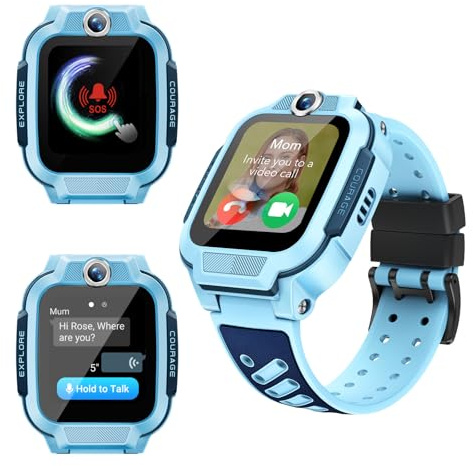 imoo Z3 Kids Smart Watch with GPS Tracker, 4G Kids Smartwatch with Long-lasting Video&Phone Call,SMS, Pedometer, Class Mode, 8G, IP68 Swim-Resistant, Smart Watch for Kids Boys Girls Gifts-Blue