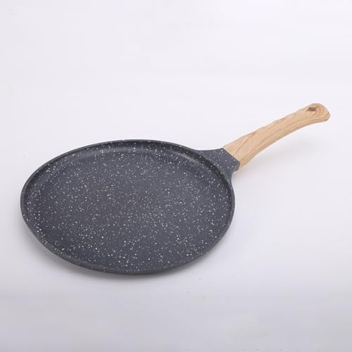 Maifanshi Pfannkuchenpfanne, antihaftbeschichtet, Bratpfanne, Pfannkuchen, flache Bratpfanne für Crepes, Steak, Frühstück, Bratei, Gas, Schwarz, 20 cm