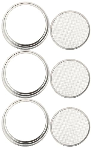 EXCEART Coperchi in Acciaio Inox 304 per Germogli Filtro a Rete, Set da 3 Pezzi per Barattoli di Germogliazione, Lavabili in Lavastoviglie, Coltivazione Casalinga di Germogli Biologici