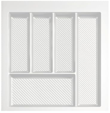 woplus Besteckkasten für Schubladen 50 cm Weiß Graphit 45x49cm – zuschneidbarer (B: 45-39cm) (T: 49-42cm) (Weiß)